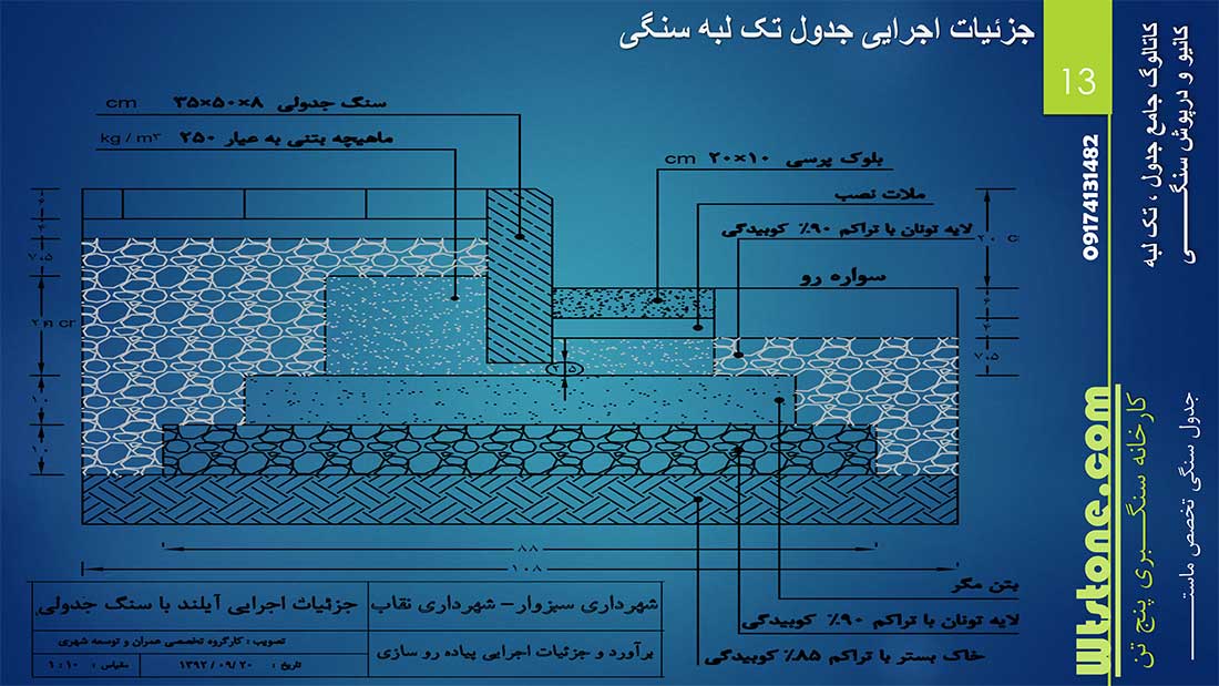 نمونه کار سنگ جدول و تک لبه سنگی و جدول سنگی و جدول کانیو سنگی