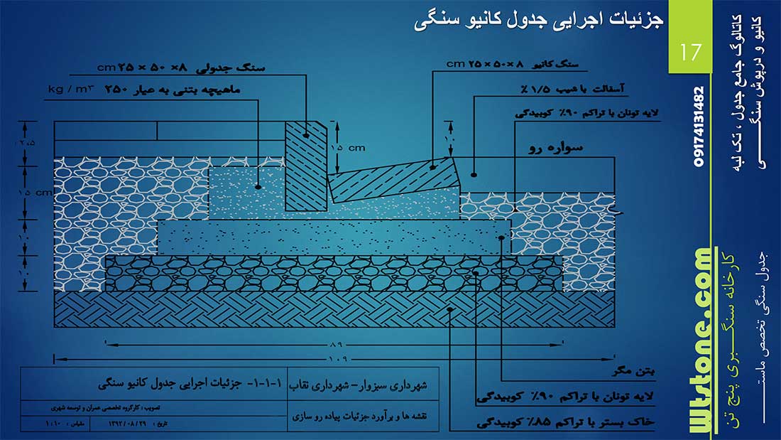 نمونه کار سنگ جدول و تک لبه سنگی و جدول سنگی و جدول کانیو سنگی