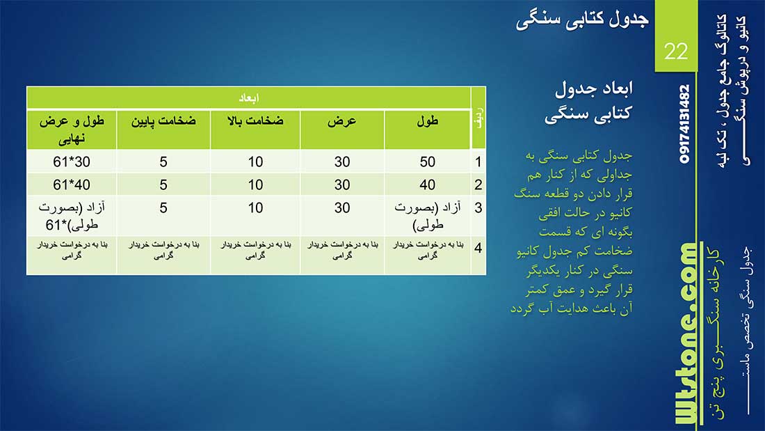 نمونه کار سنگ جدول و تک لبه سنگی و جدول سنگی و جدول کانیو سنگی